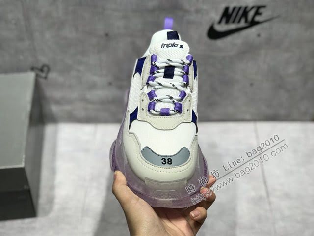 Balenciaga經典款男女鞋 巴黎世家頂級版本Triple S厚底氣墊大底LOGO老爹鞋 Balenciaga情侶款老爹鞋  hdbl1279